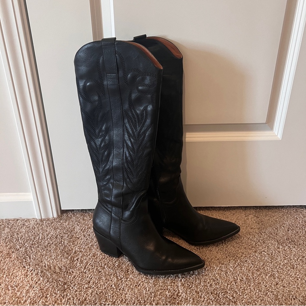 Black Leather Women's Boots